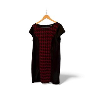 B. Smart Woman Dress Black Red‎ Houndstooth Sheath Knee Length Size 16W
